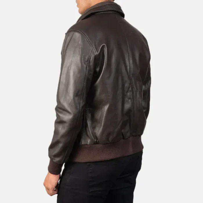 Air Rolf Brown Men'S Bomber Leather Jacket Back