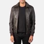 Air Rolf Brown Men's Bomber Leather Jacket