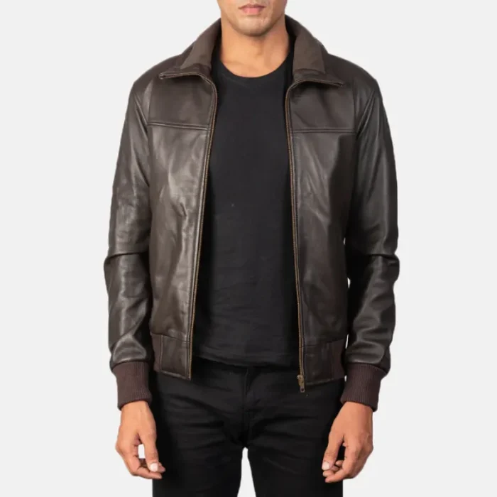 Air Rolf Brown Men'S Bomber Leather Jacket