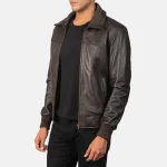 Air Rolf Brown Men's Bomber Leather Jacket Side