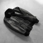 Black Men's Leather Bomber Jacket Inner