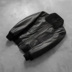 Black Men's Leather Bomber Jacket Front