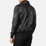 Air Rolf Black Men's Leather Bomber Jacket Back