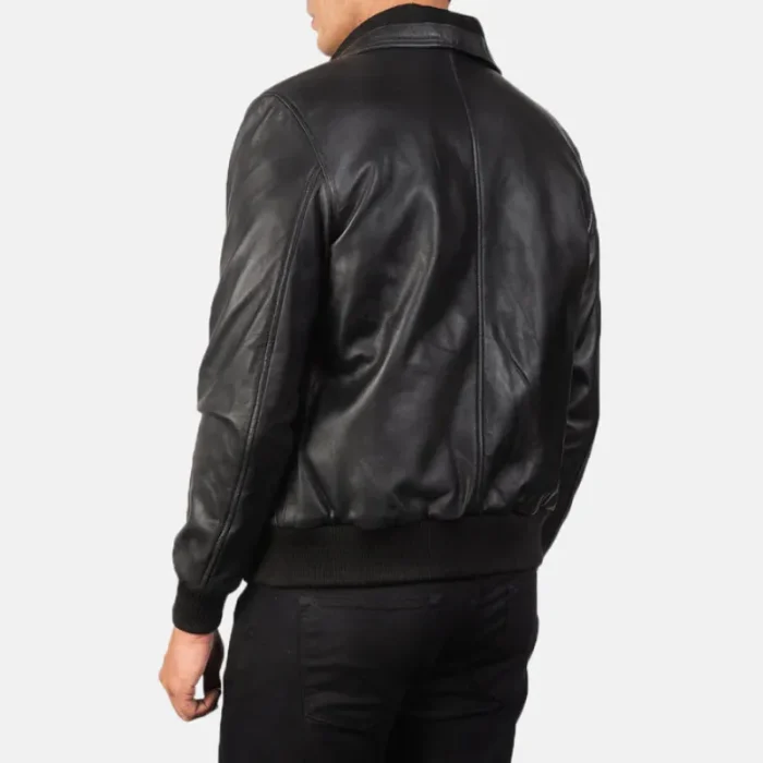 Air Rolf Black Men'S Leather Bomber Jacket Back