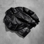Air Rolf Black Men's Leather Bomber Jacket Inner