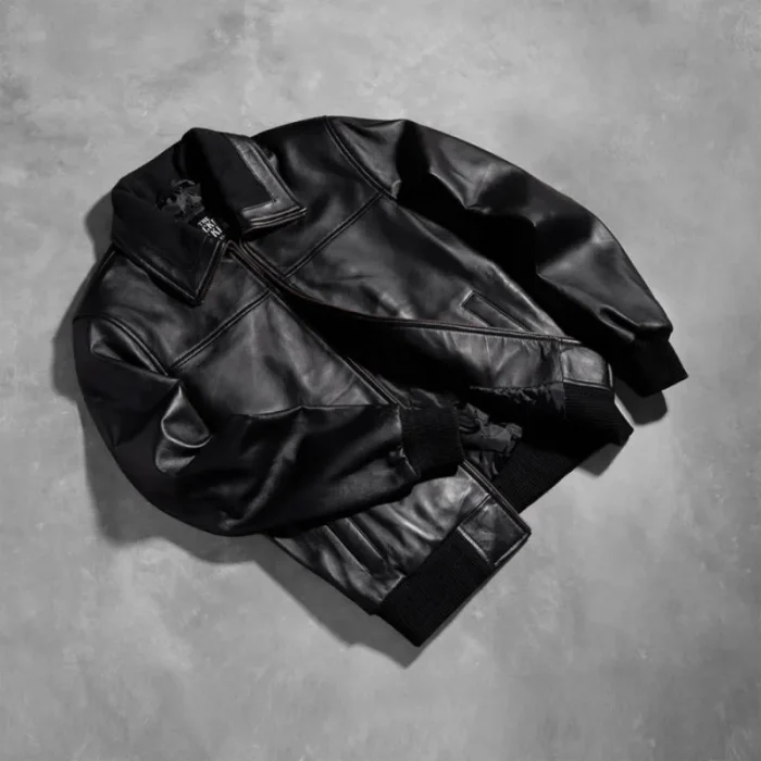 Air Rolf Black Men'S Leather Bomber Jacket Inner