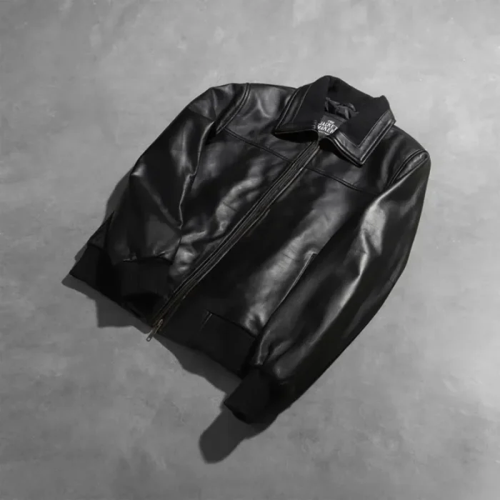 Air Rolf Black Men'S Leather Bomber Jacket Outer