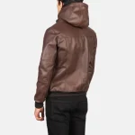 Brown Men's Bomber Leather Jacket Back