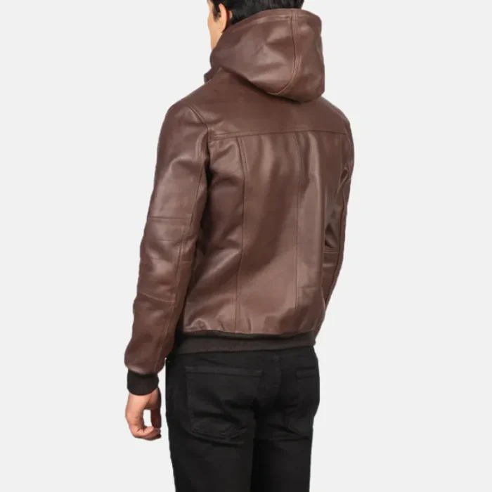 Brown Men'S Bomber Leather Jacket Back