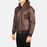 Brown Men's Bomber Leather Jacket Side
