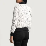 Women's White Leather Dip-Dye Bomber Jacket Back