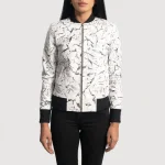 Women's White Leather Dip-Dye Bomber Jacket