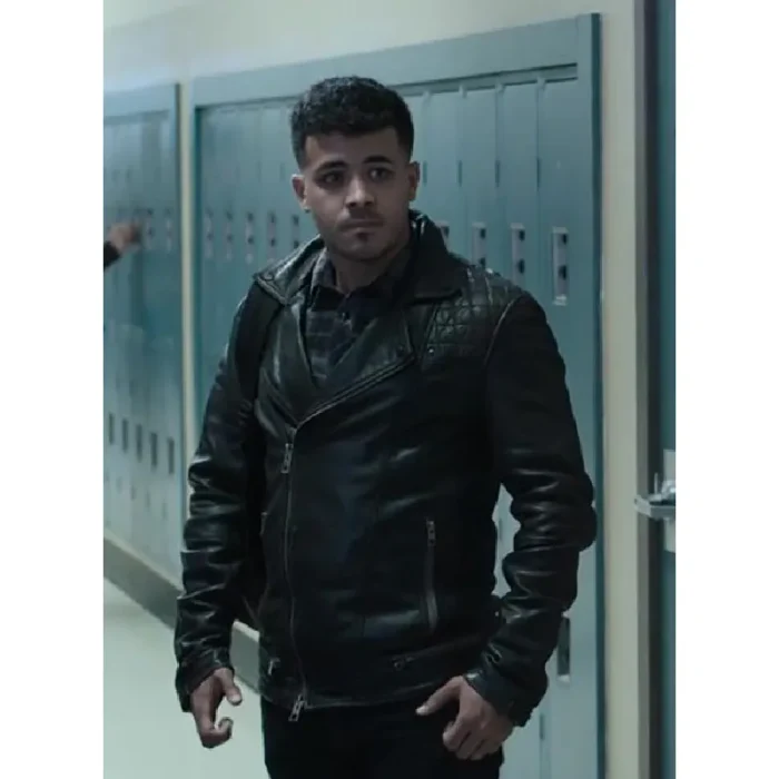 Black Christian Navarro Leather Jacket Front