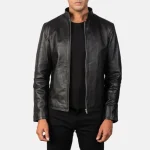 Men's Black Cowhide Leather Biker Jacket