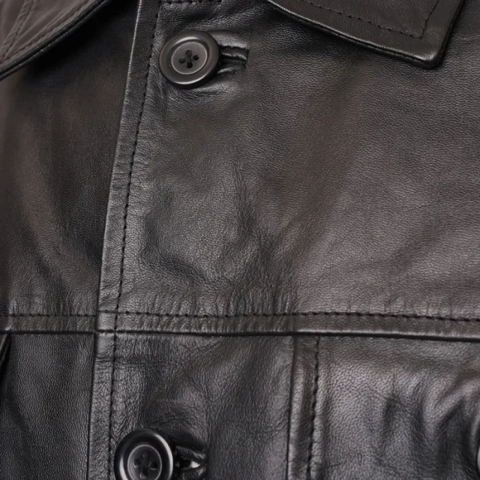 Black Elvis Presley Rockstar Leather Jacket Close Up