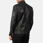 Black Goatskin Leather Biker Jacket For Men