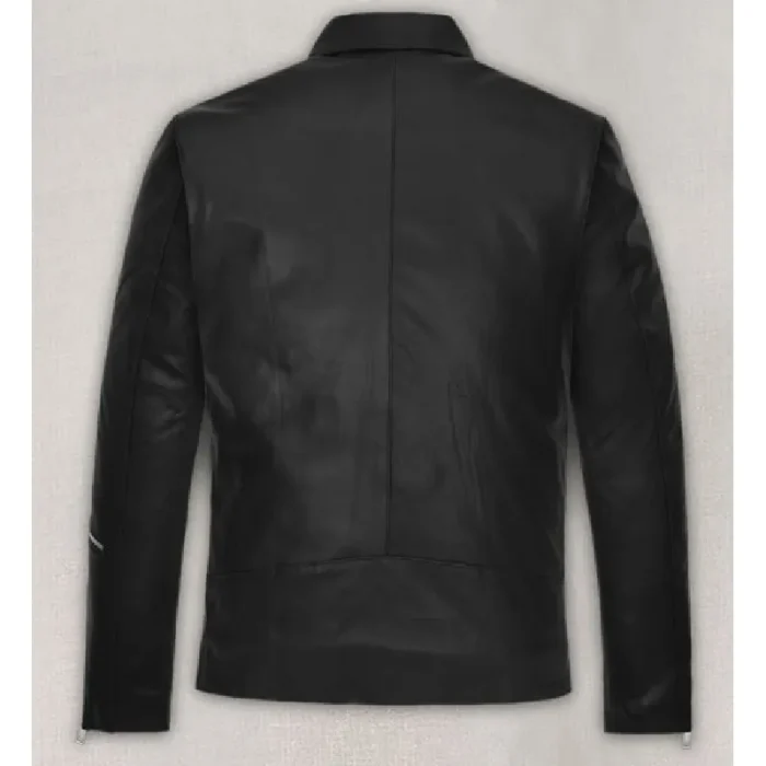 Black Jensen Huang Leather Jacket Back