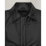 Black Jungkook Leather Jacket Close View
