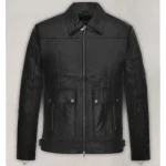 Black Jungkook Leather Jacket Front