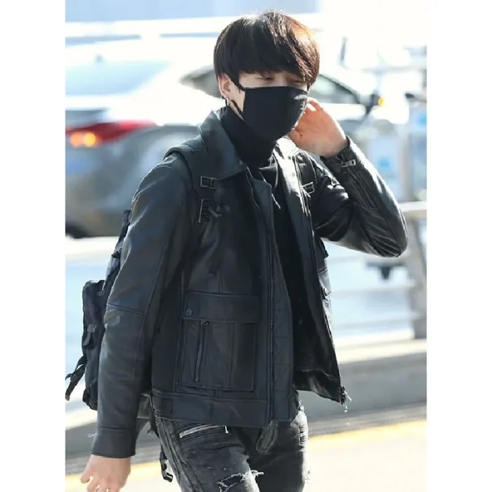 Black Jungkook Leather Jacket