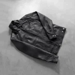 Black Leather Zip-Up Biker Jacket For Men