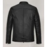Black Matt Damon Leather Jacket Back
