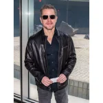 Black Matt Damon Leather Jacket