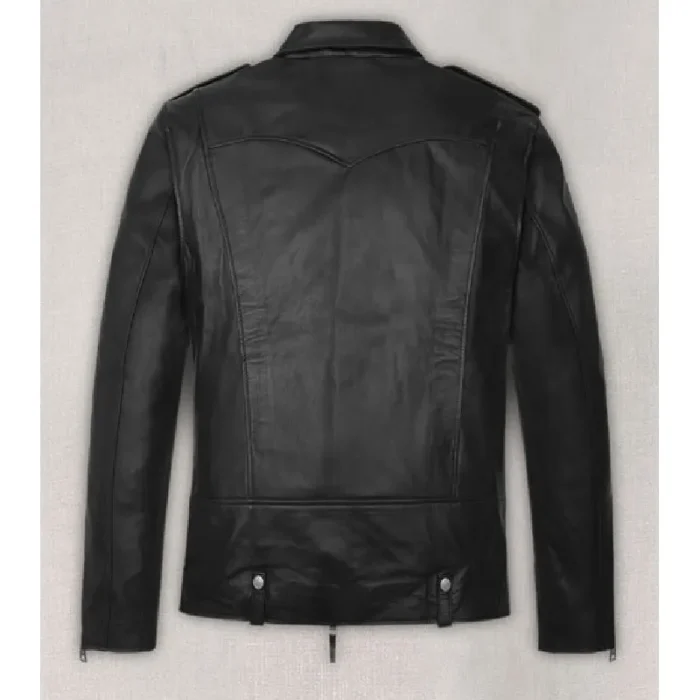 Black Michael B. Jordan Leather Jacket Back
