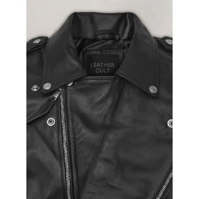 Black Michael B. Jordan Leather Jacket Close View