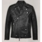 Black Michael B. Jordan Leather Jacket Front