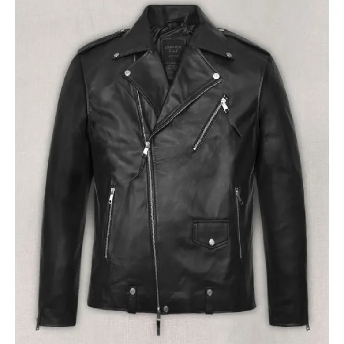 Black Michael B. Jordan Leather Jacket Front