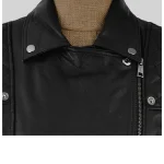 Black Michelle Rodriguez Fast & Furious 9 Leather Jacket Close Up