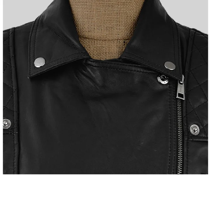 Black Michelle Rodriguez Fast &Amp; Furious 9 Leather Jacket Close Up