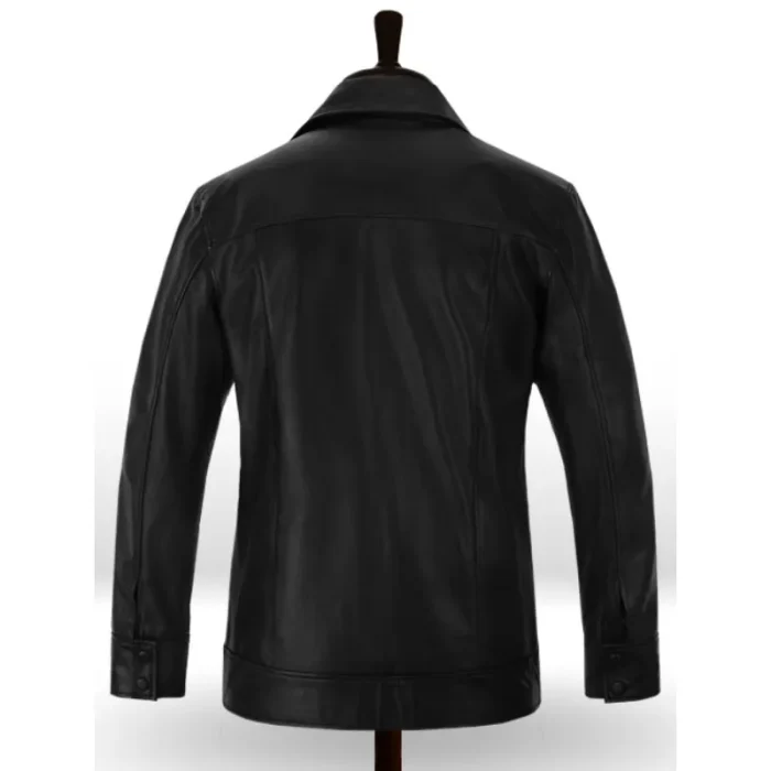 Black Rockstar Elvis Presley Leather Biker Jacket Back