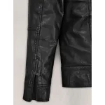 Black Sam Worthington Zip-Up Collar Leather Jacket