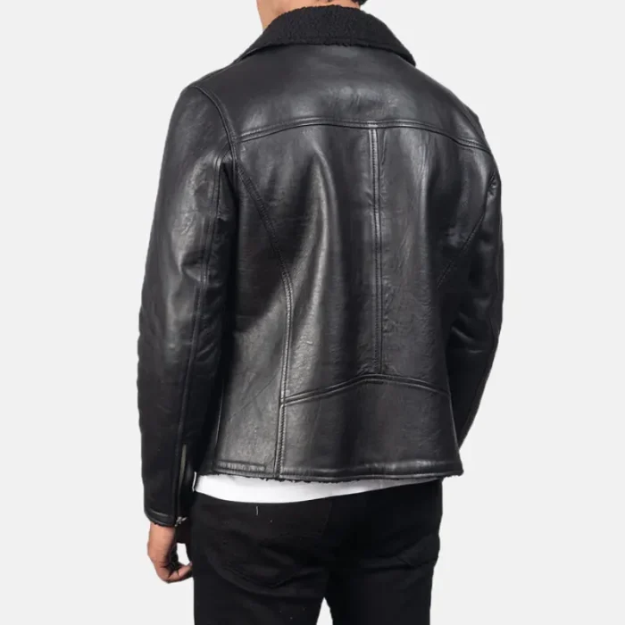 Black Sheepskin Leather Jacket For Men
