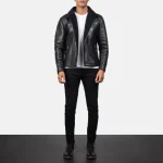 Black Sheepskin Leather Jacket For Men