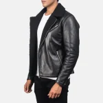 Black Sheepskin Leather Jacket For Men