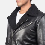 Black Sheepskin Leather Jacket For Men