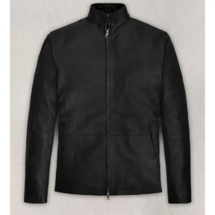 Black Tom Cruise Mission Impossible Dead Reckoning Leather Jacket Front View