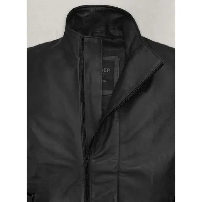 Black Tom Cruise Mission Impossible Rogue Nation Leather Jacket Close View