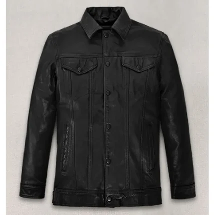 Black Tom Holland Uncharted Leather Jacket Front
