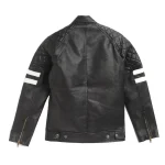 Boy’s Black Luxide Quilted Biker Leather jacket Back
