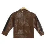 Boy's Brown Faux Leather Biker Jacket