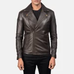 Men's Noah Brown Sheepskin Leather Biker Jacket Front
