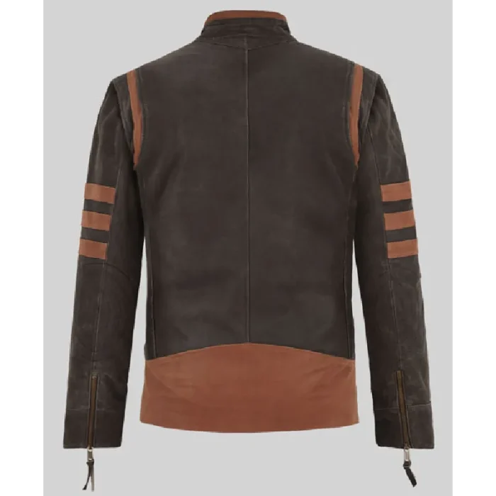 Brown X - Men Origins Wolverine Leather Jacket Back
