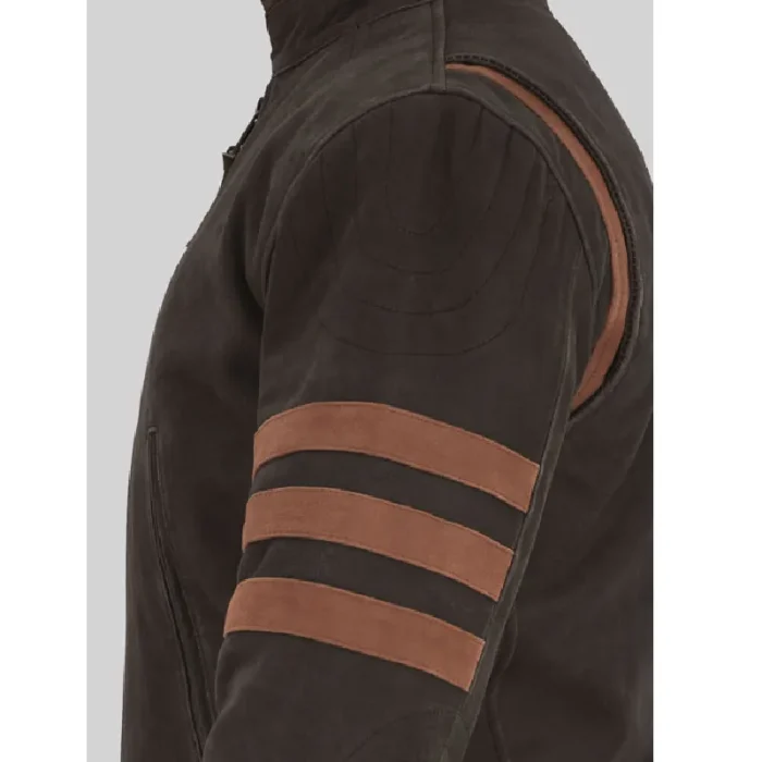 Brown X - Men Origins Wolverine Leather Jacket Close View