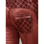 Burgundy Carrier Burnt Leather Pants Back Pocket View