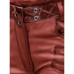 Burgundy Carrier Burnt Leather Pants Front Pocket View