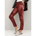 Burgundy Carrier Burnt Leather Pants Side View